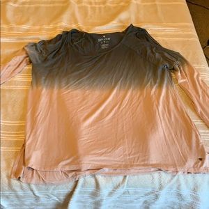 Two tone cold shoulder top